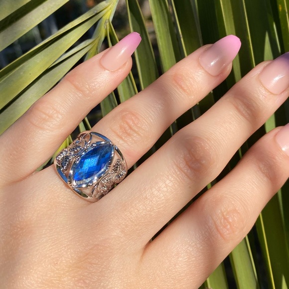 NEW 925 Sterling Silver Blue Stone Ring - Picture 9 of 14